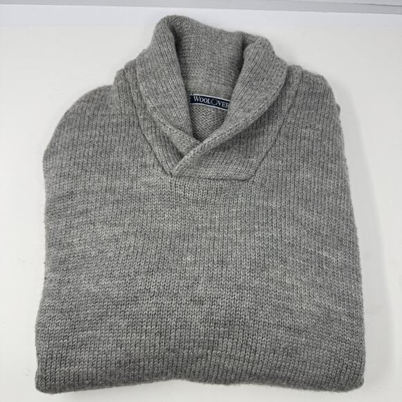 WoolOvers Men’s XXL Gray British Wool Shawl Collar Sweater Heavy Knit